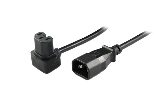 C14 to C15 angled bottom entry, Black – Rubber image