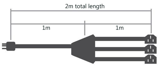 3 pin to 3x C13, Black - Image 2