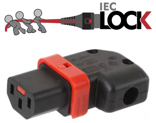 10A C13 IEC-Lock angled (L/R) socket, Black (LSZH) image