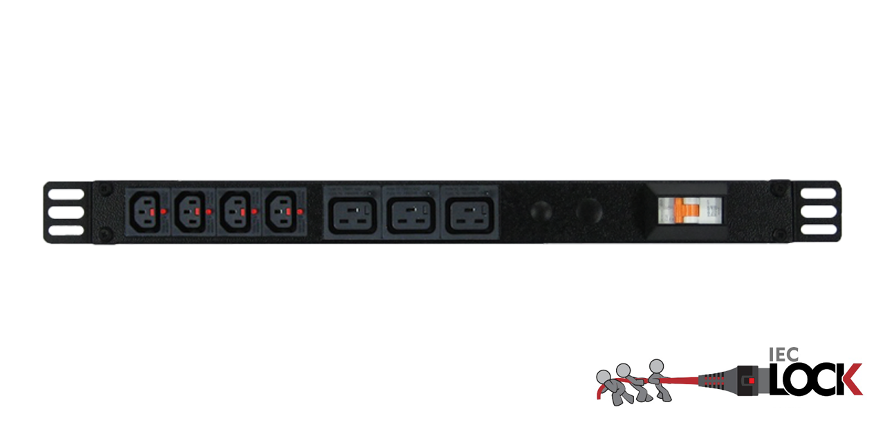 Power Strip 4+3 Outlets | IEC-Lock C13+C19 | 0.5m Vertical Rack Mounted image