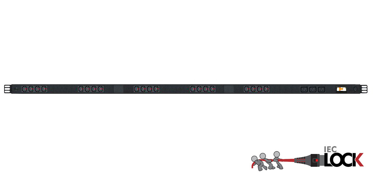 Power Strip 20+3 Outlets | IEC-Lock C13+C19 | 1.7m Vertical Rack Mounted image