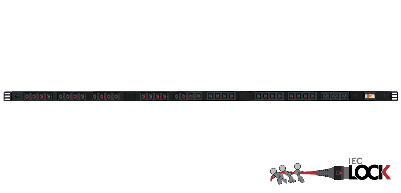 Power Strip 32+3 Outlets | IEC-Lock C13+C19 | 1.7m Vertical Rack Mounted image