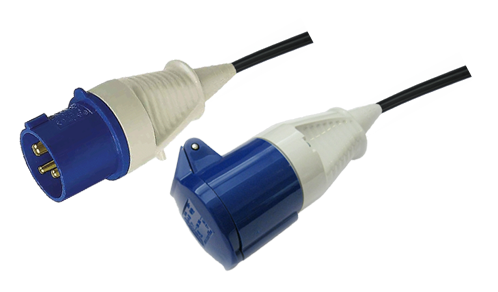 Custom Cable: 16A IEC 60309/CEE Fitted plug to socket, Black (1.5mm2) image