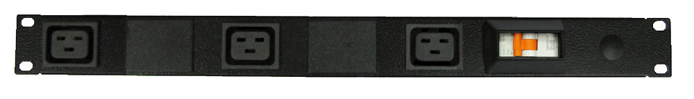 Power Strip 3 Outlets | IEC C19 | 19in 1RU Horizontal Rack Mounted image