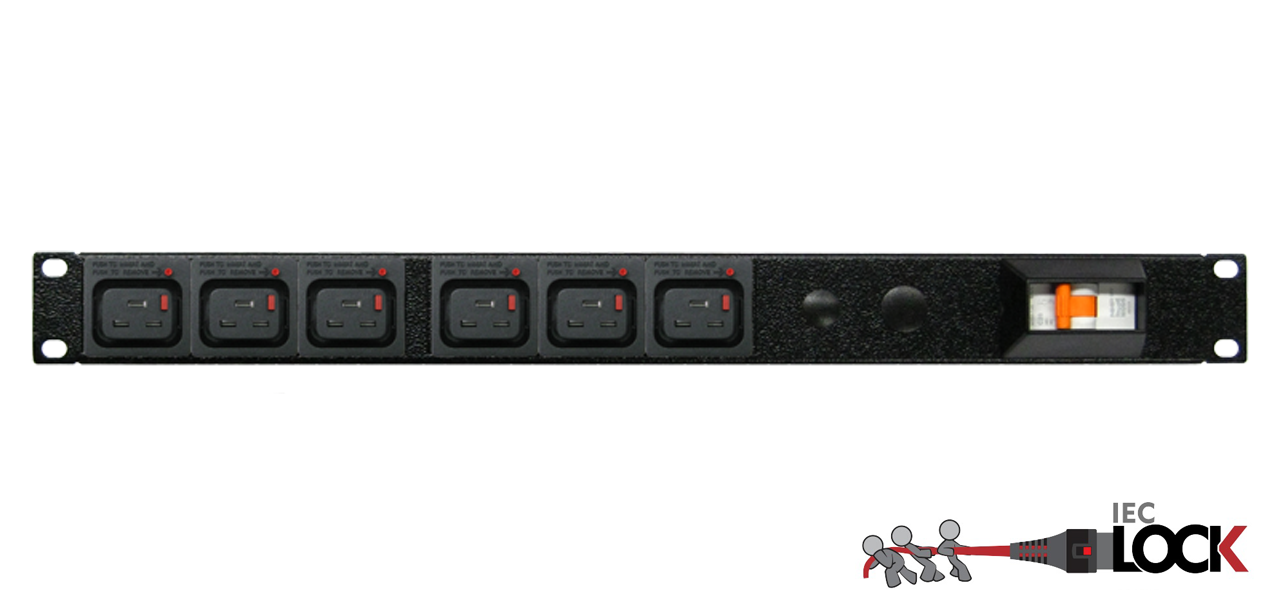 Power Strip 6 Outlets | IEC-Lock C19 | 19in 1RU Horizontal Rack Mounted image