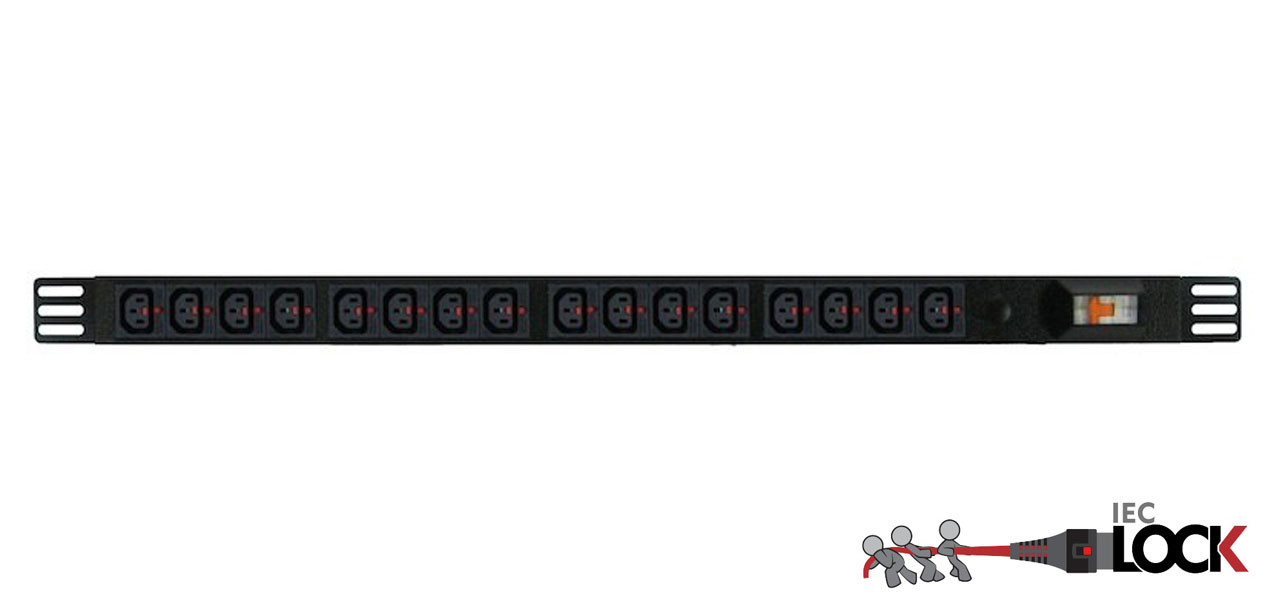 Power Strip 16 Outlets | IEC-Lock C13 | 0.7m Vertical Rack Mounted image