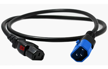 Dual Locking C14 IEC to C13 IEC Black 1mm2 Power Cord image