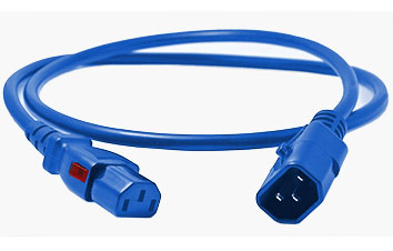 Dual Locking C14 IEC to C13 IEC Blue 1mm2 Power Cord image