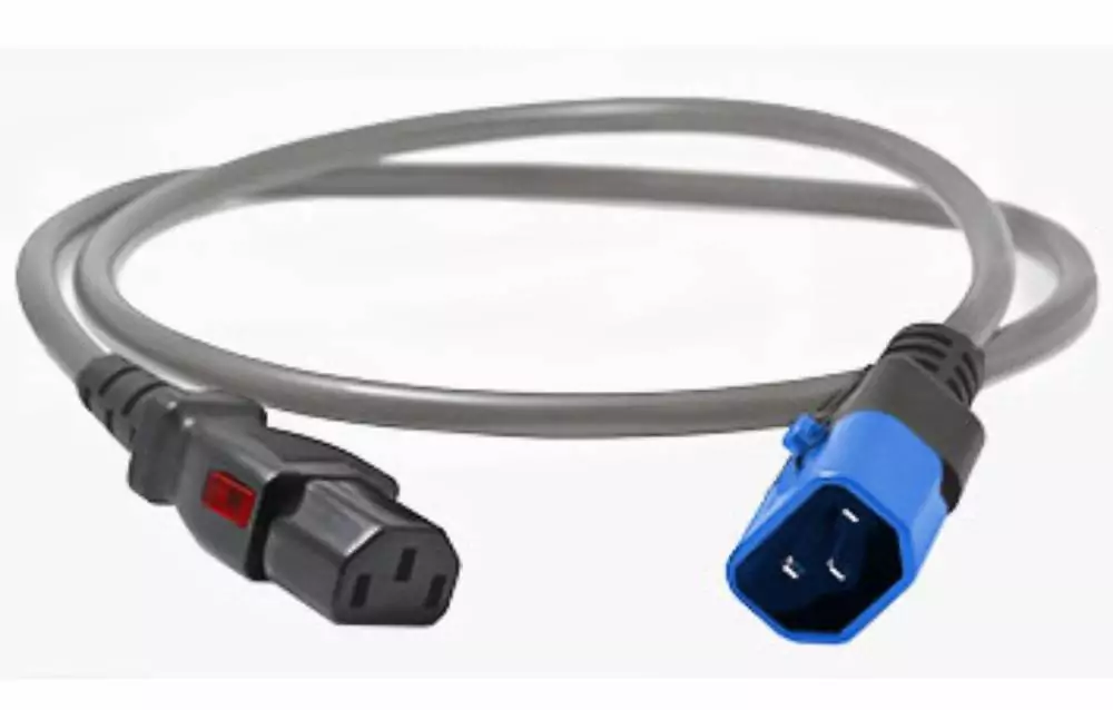 Dual Locking C14 IEC to C13 IEC Grey 1mm2 Power Cord image