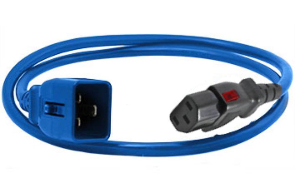 Dual Locking C20-C13 Blue Power Cord – 6 Pack image