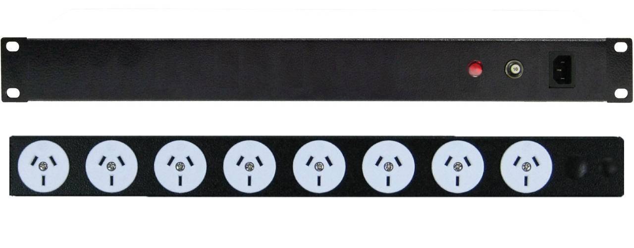 Power Strip 8 Outlets | Surge Protected | AU/NZ 3 Pin | 19in 1RU Horizontal Rack Mounted image