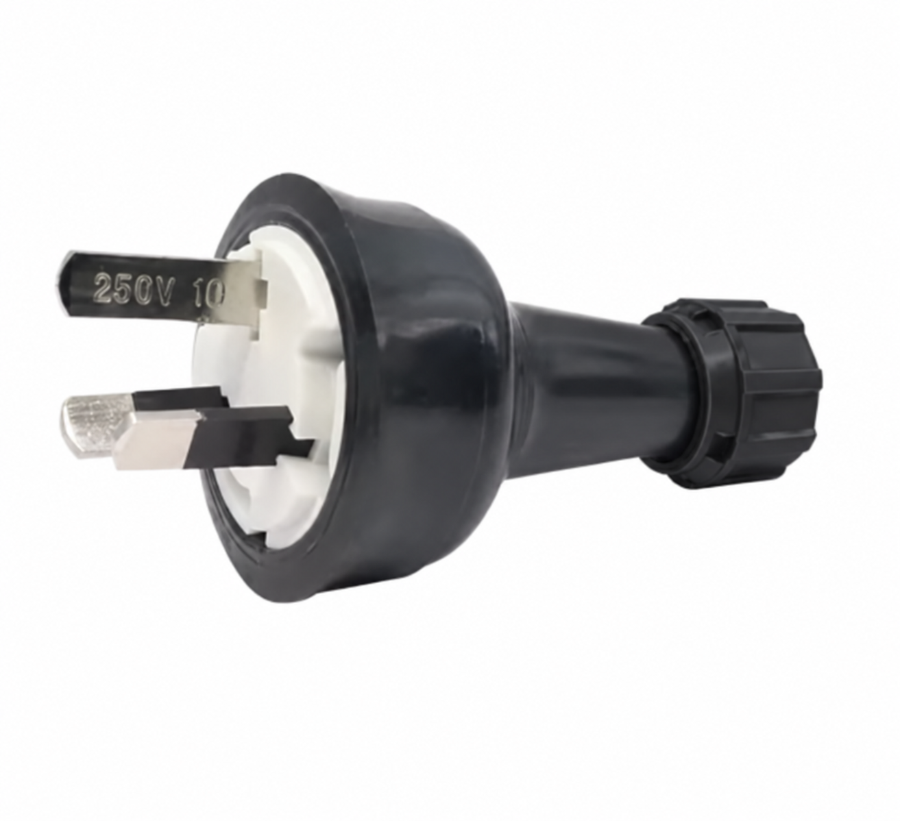 10A 3 pin plug back entry plug Black image