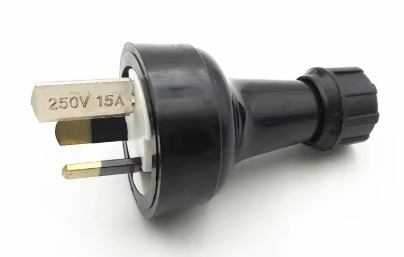 15A 3 pin plug back entry plug Black image